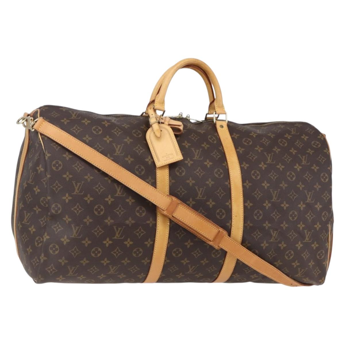 LOUIS VUITTON Monogram Keepall Bandouliere 60 Boston Bag M41412 LV Auth ka138