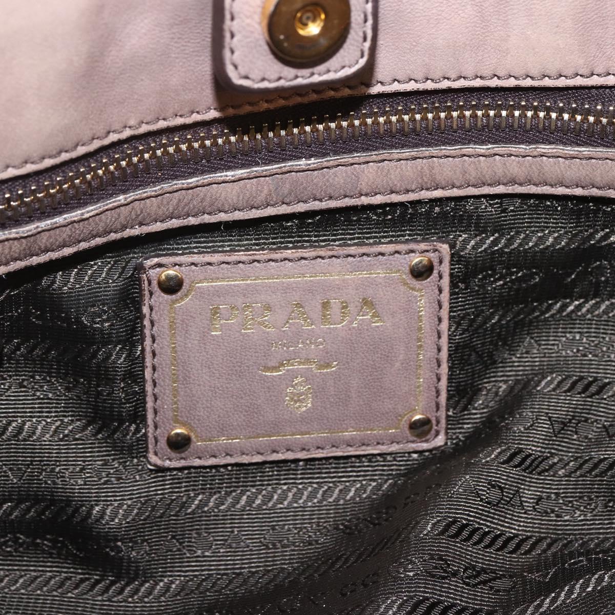 PRADA Hand Bag Leather 2way Beige Gold Auth ka1381