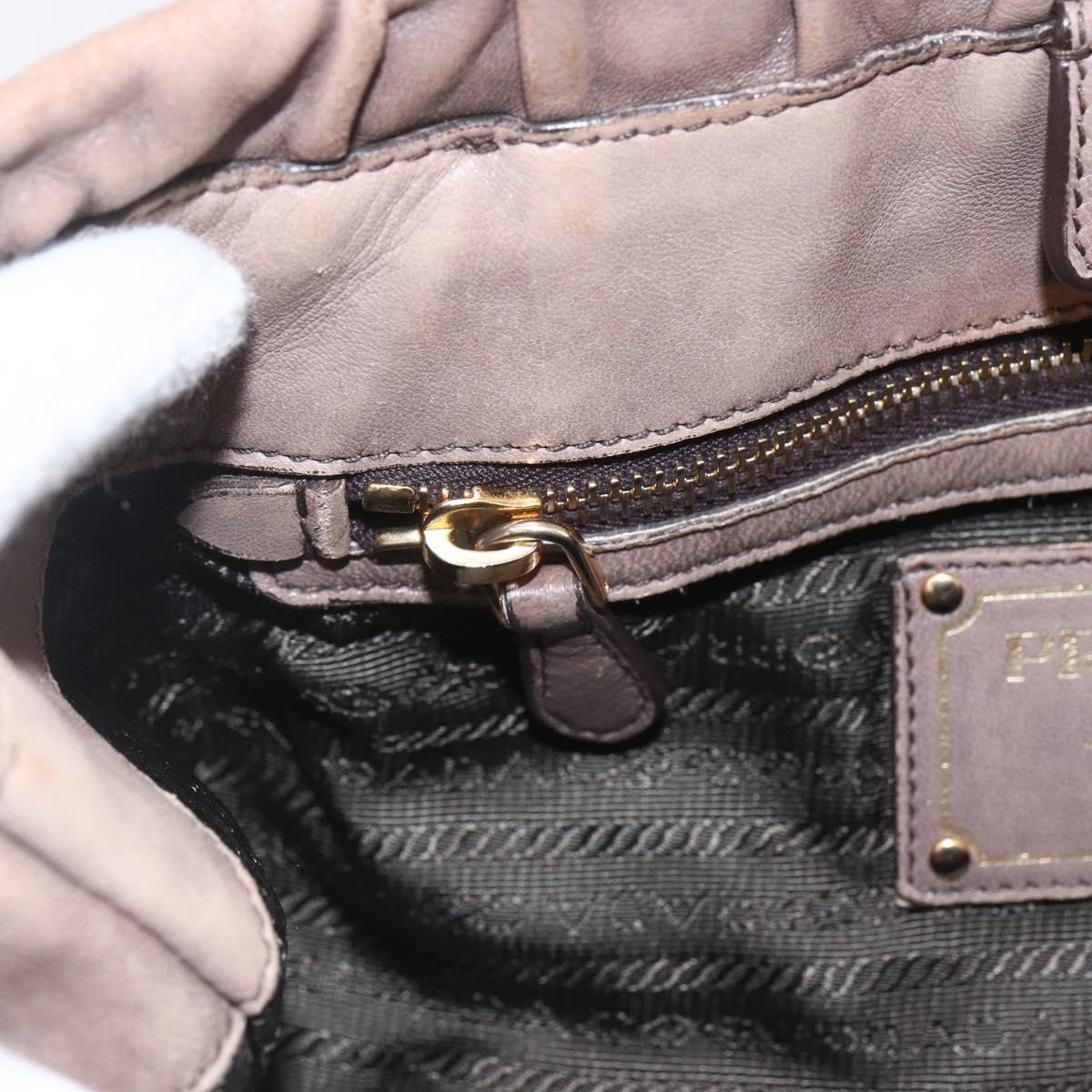 PRADA Hand Bag Leather 2way Beige Gold Auth ka1381