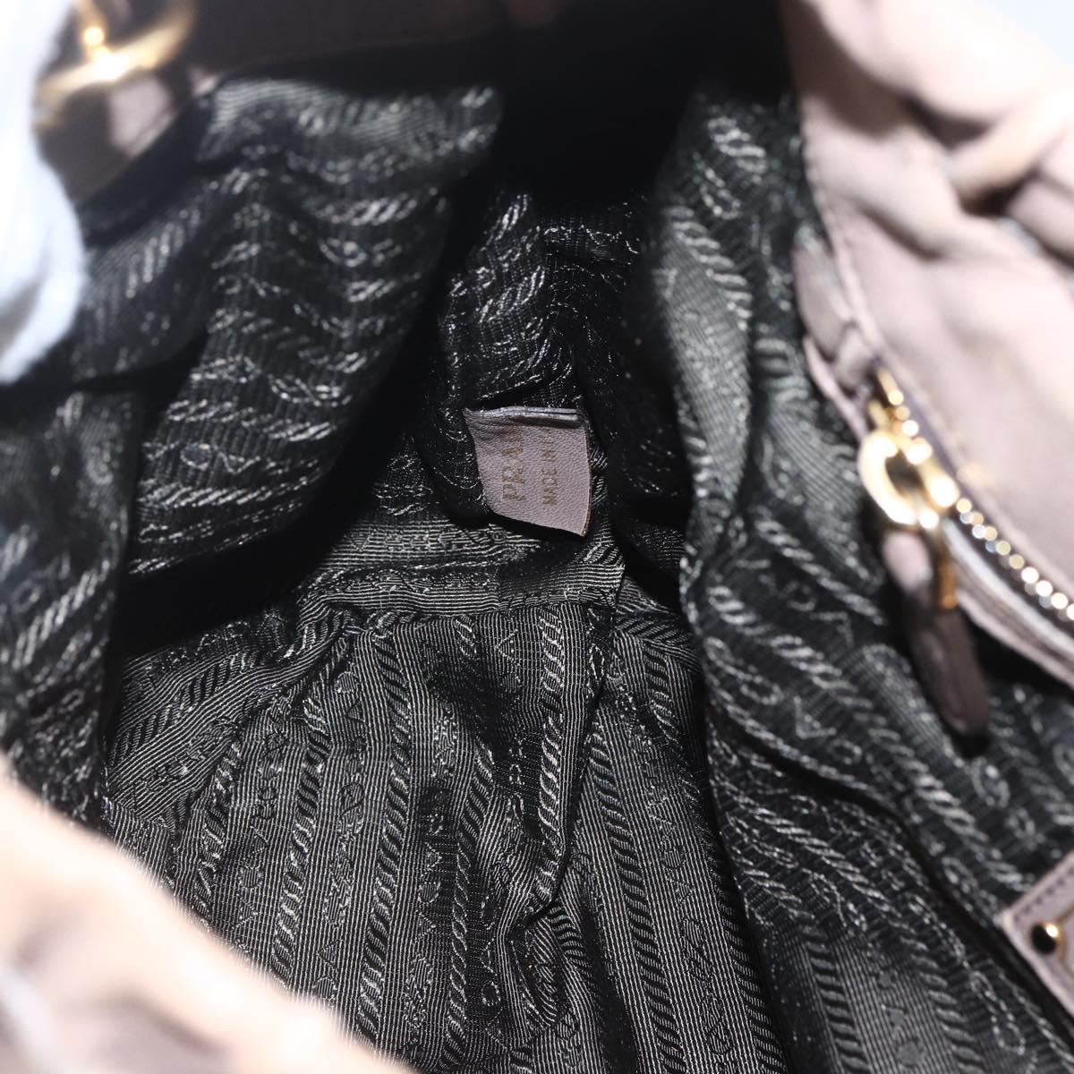 PRADA Hand Bag Leather 2way Beige Gold Auth ka1381