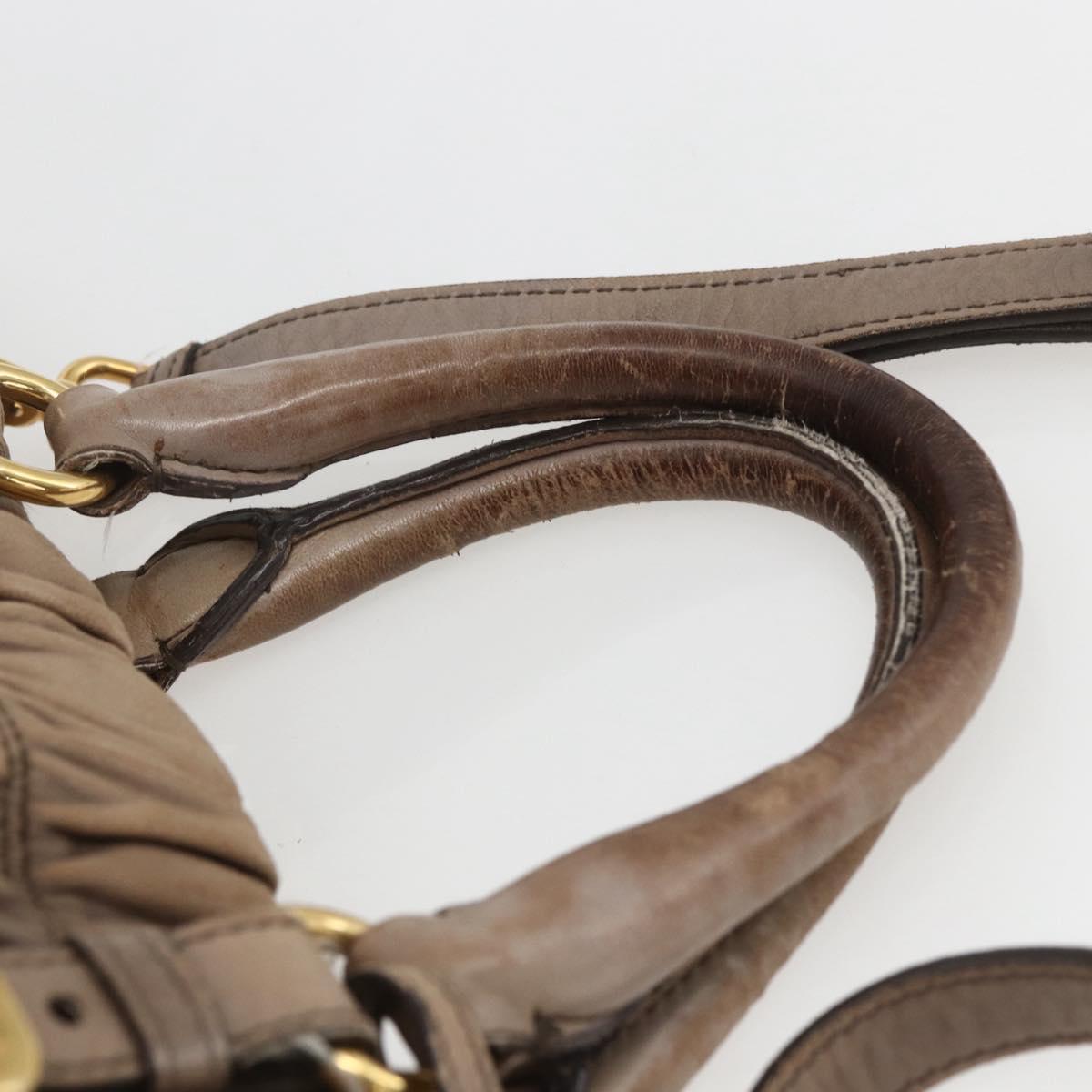 PRADA Hand Bag Leather 2way Beige Gold Auth ka1381