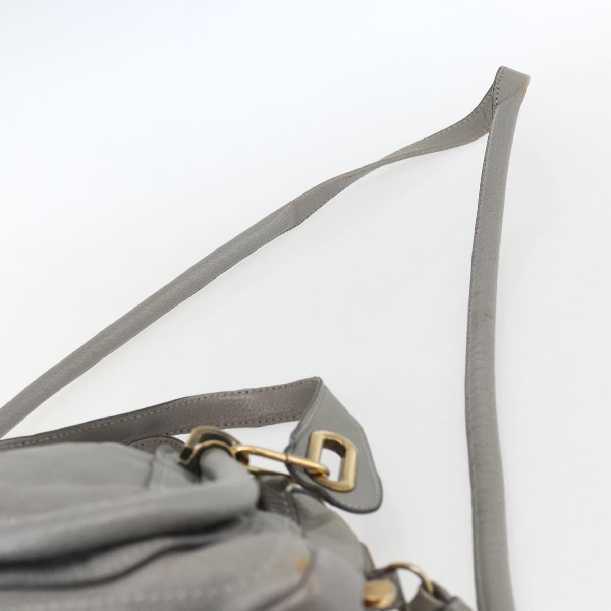 Chloe Paraty Hand Bag Leather 2way Gray Gold Auth ka1384