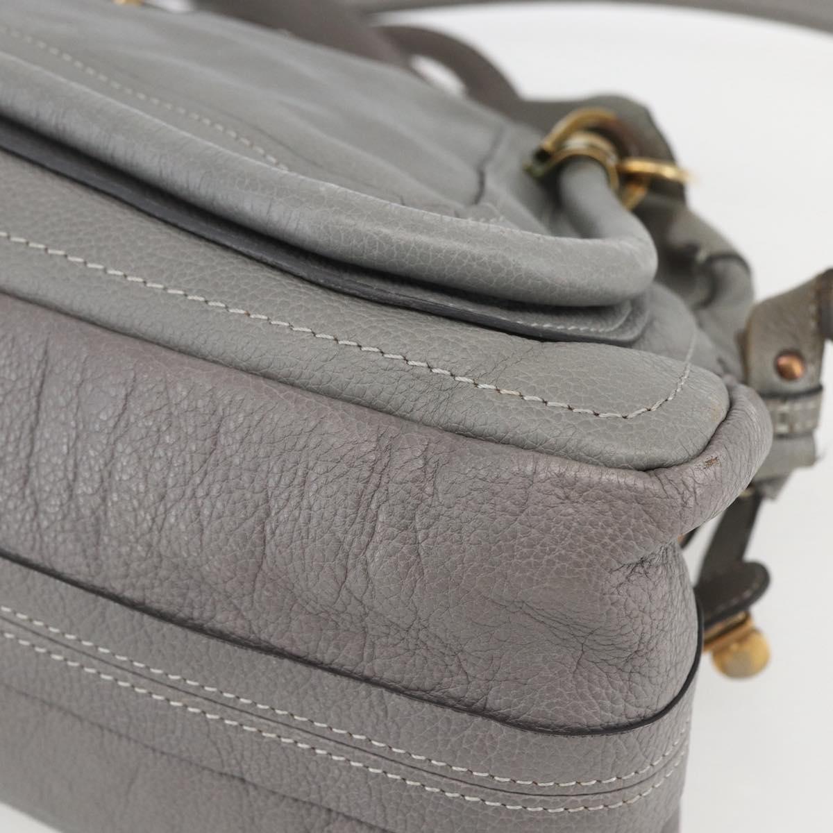 Chloe Paraty Hand Bag Leather 2way Gray Gold Auth ka1384