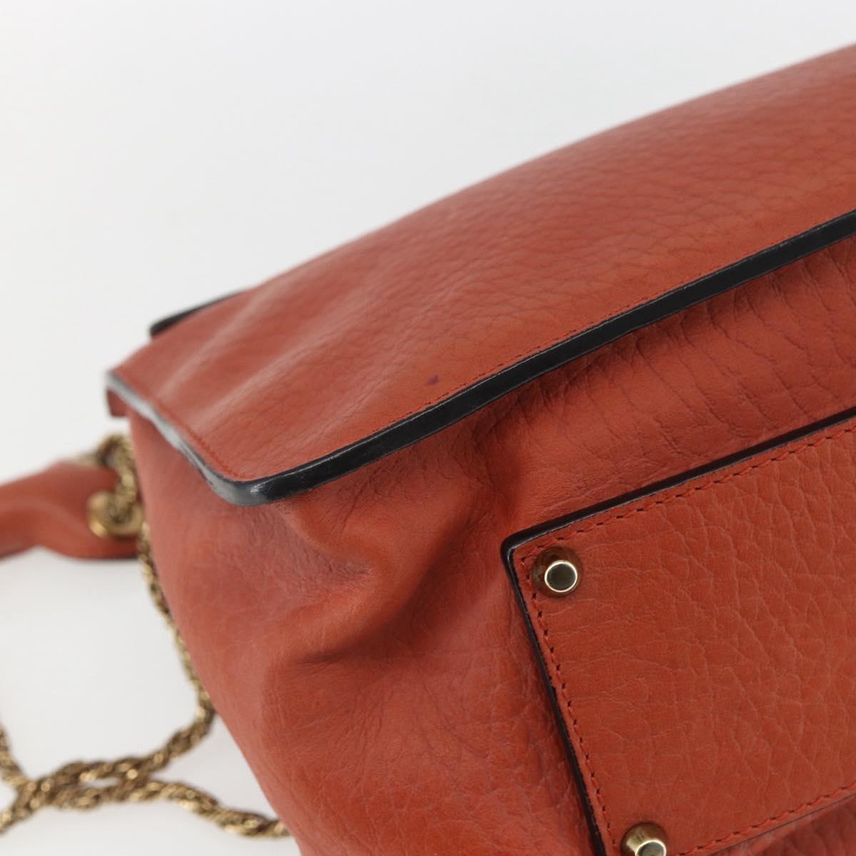 Chloe Chain Shoulder Bag Leather Orange Gold Auth ka1392