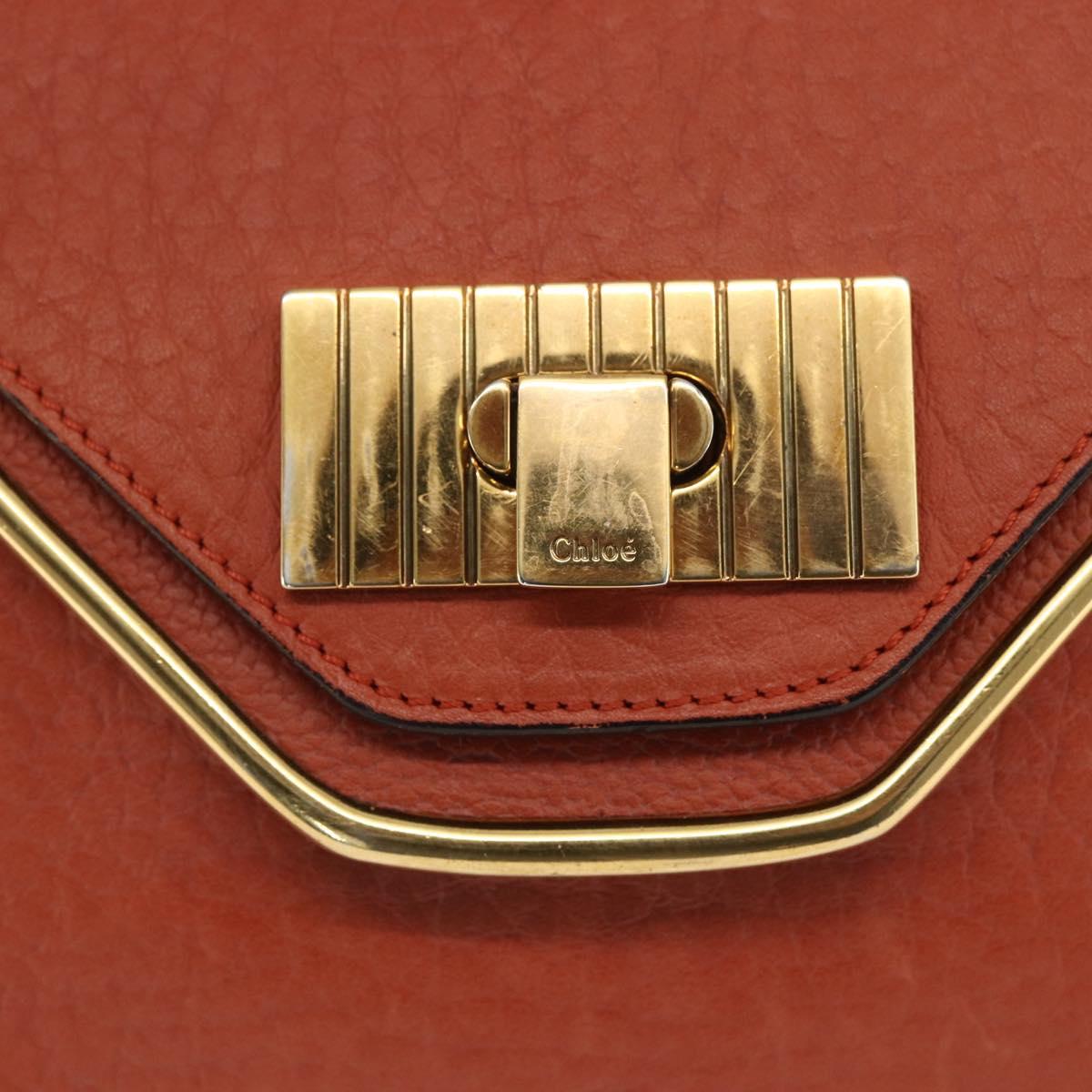 Chloe Chain Shoulder Bag Leather Orange Gold Auth ka1392