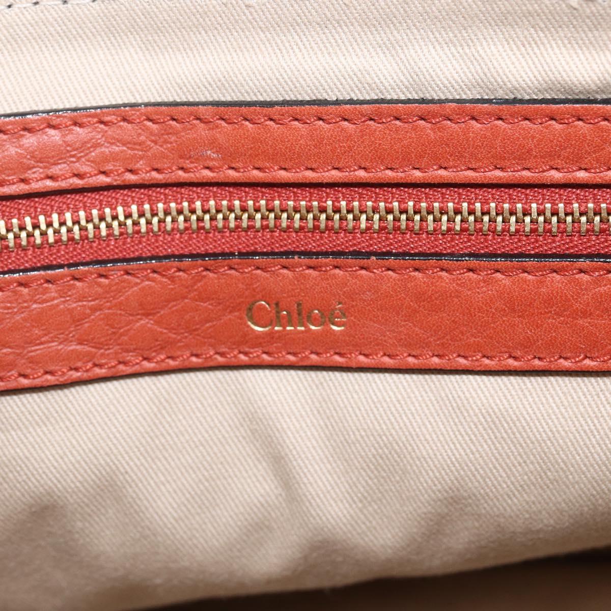 Chloe Chain Shoulder Bag Leather Orange Gold Auth ka1392