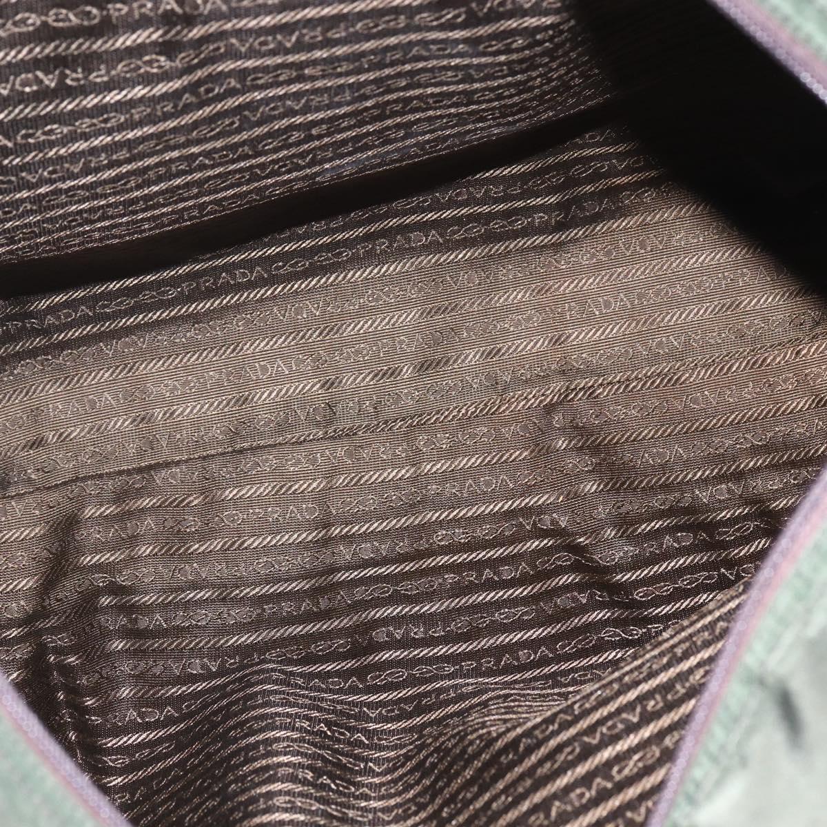 PRADA Tote Bag Nylon Khaki Silver Auth ka1393