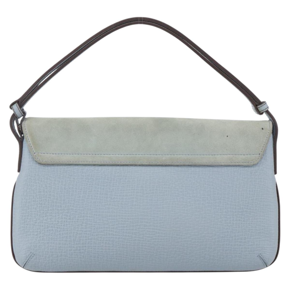 LOEWE Hand Bag Suede Blue Silver Auth ka1394