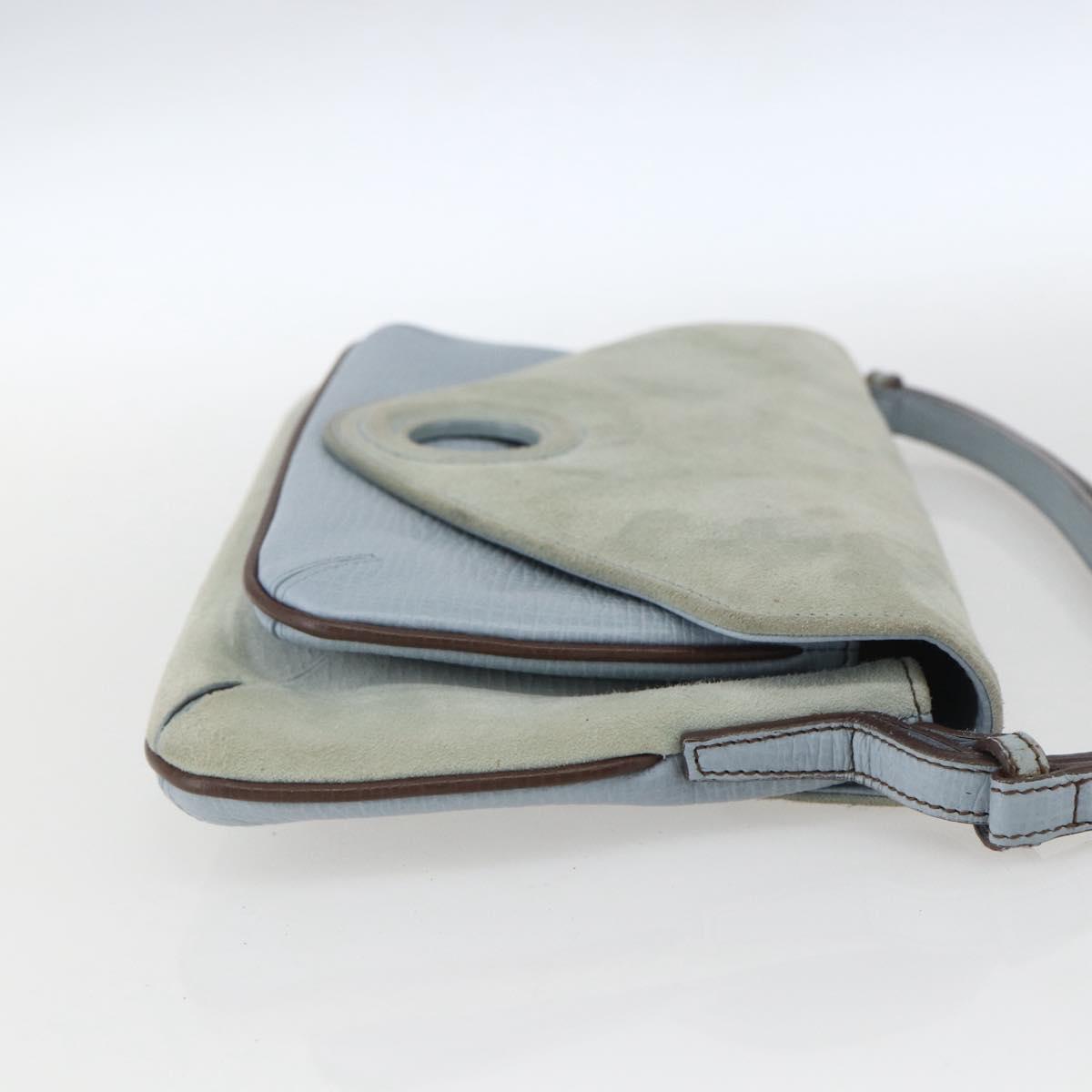LOEWE Hand Bag Suede Blue Silver Auth ka1394