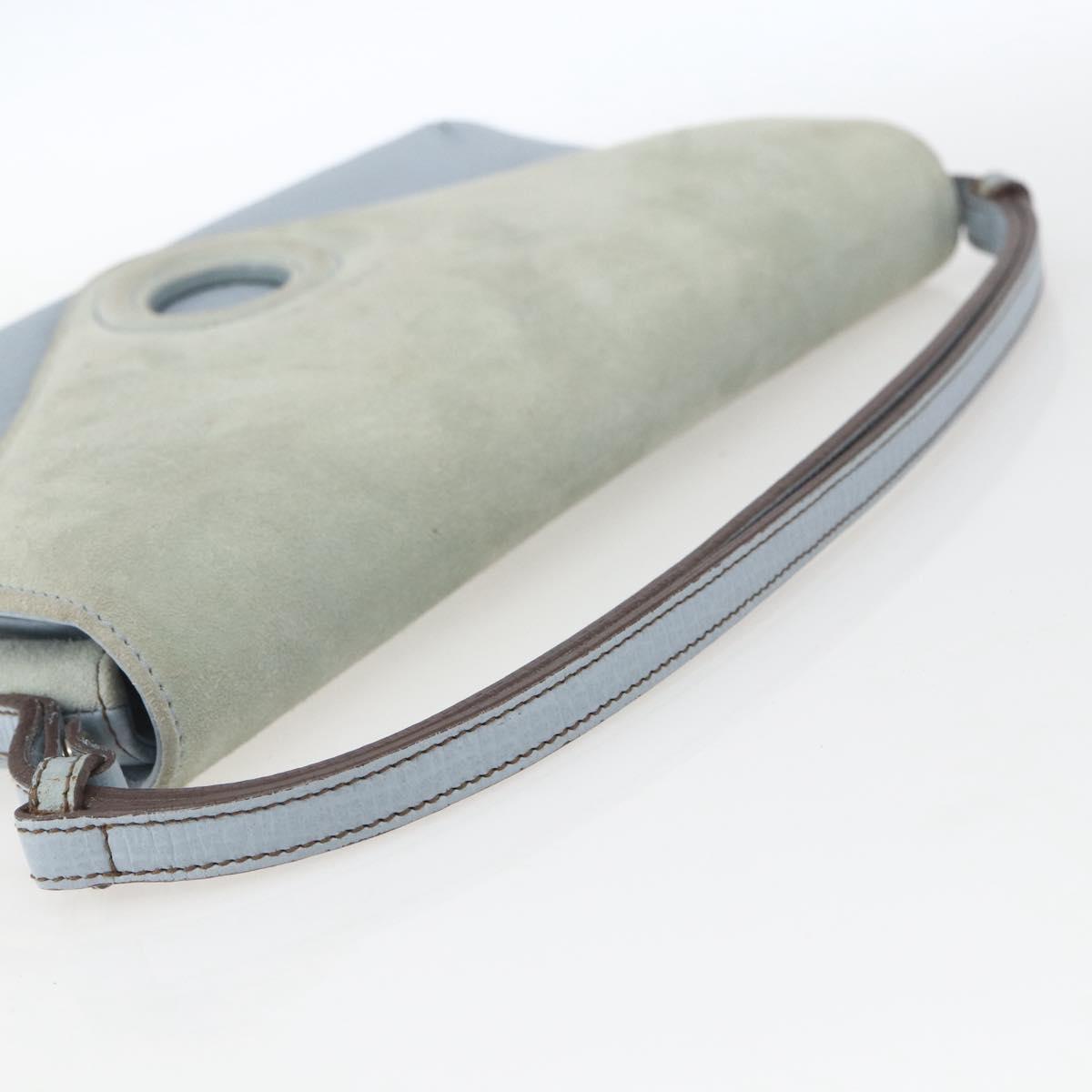 LOEWE Hand Bag Suede Blue Silver Auth ka1394
