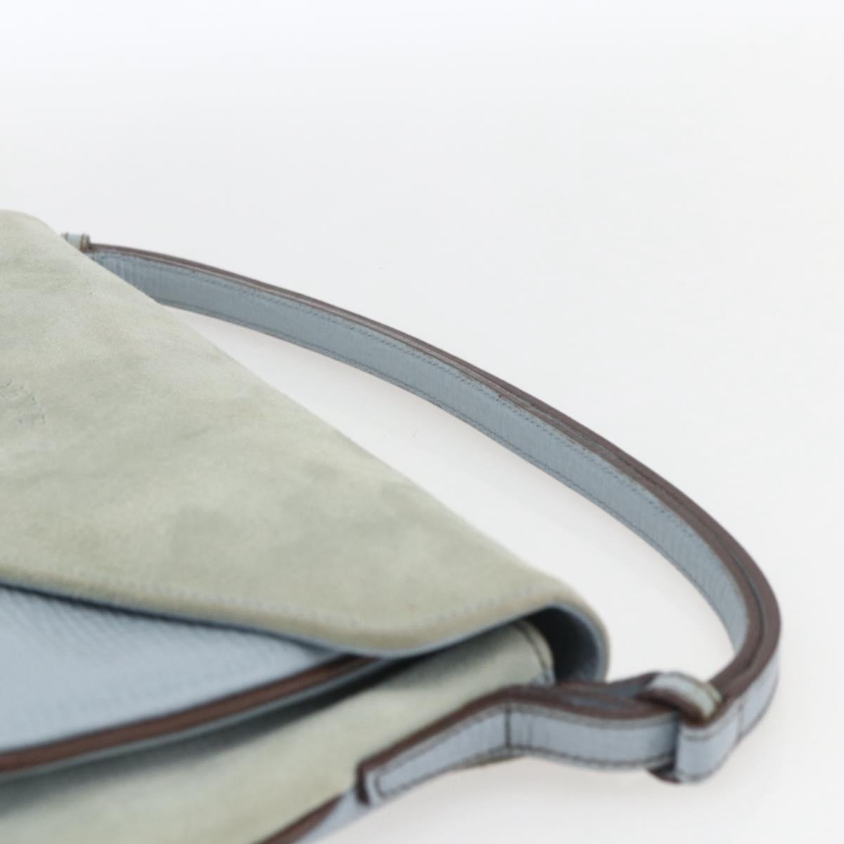 LOEWE Hand Bag Suede Blue Silver Auth ka1394
