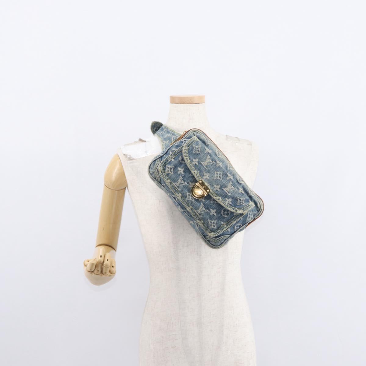LOUIS VUITTON Monogram Denim Bum Bag Shoulder Bag Blue M44741 LV Auth ka139V