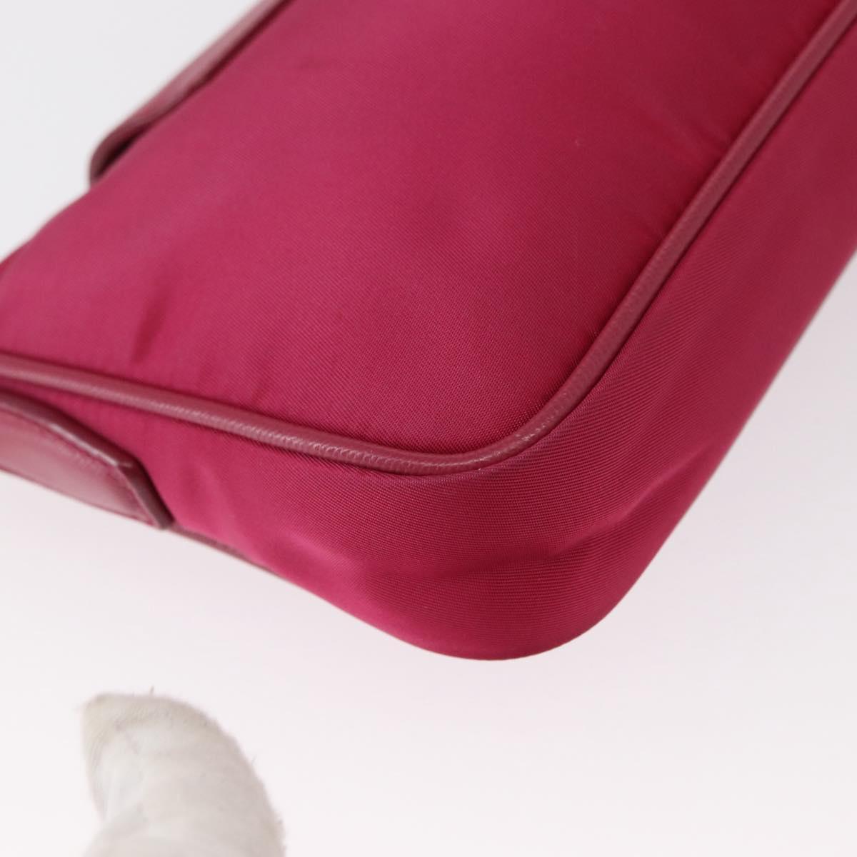 PRADA Chain Shoulder Bag Nylon Leather Pink Gold Auth ka140