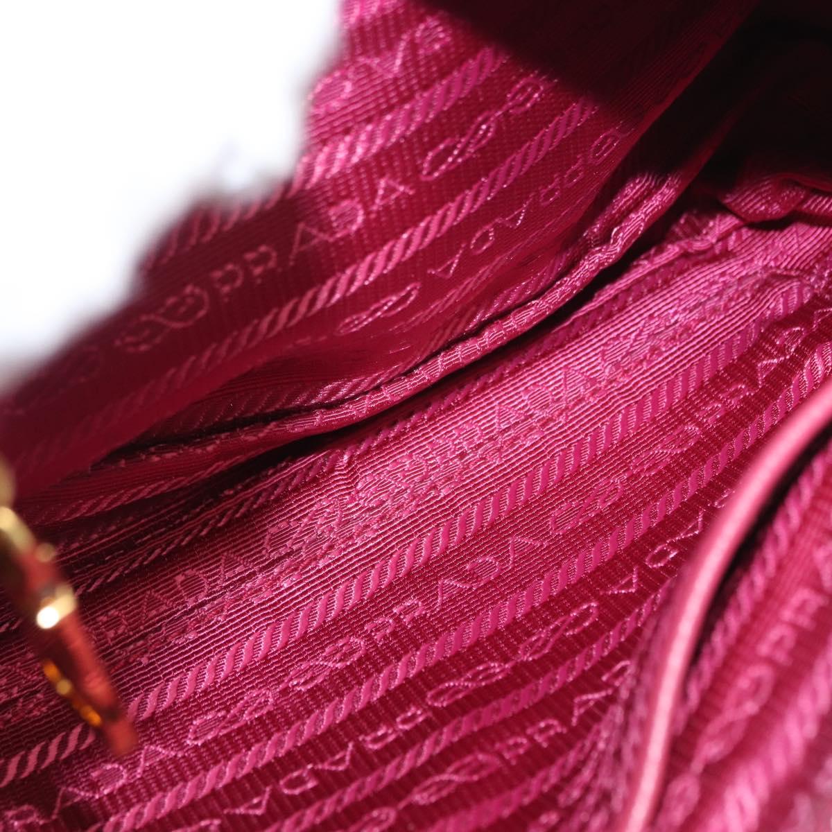 PRADA Chain Shoulder Bag Nylon Leather Pink Gold Auth ka140