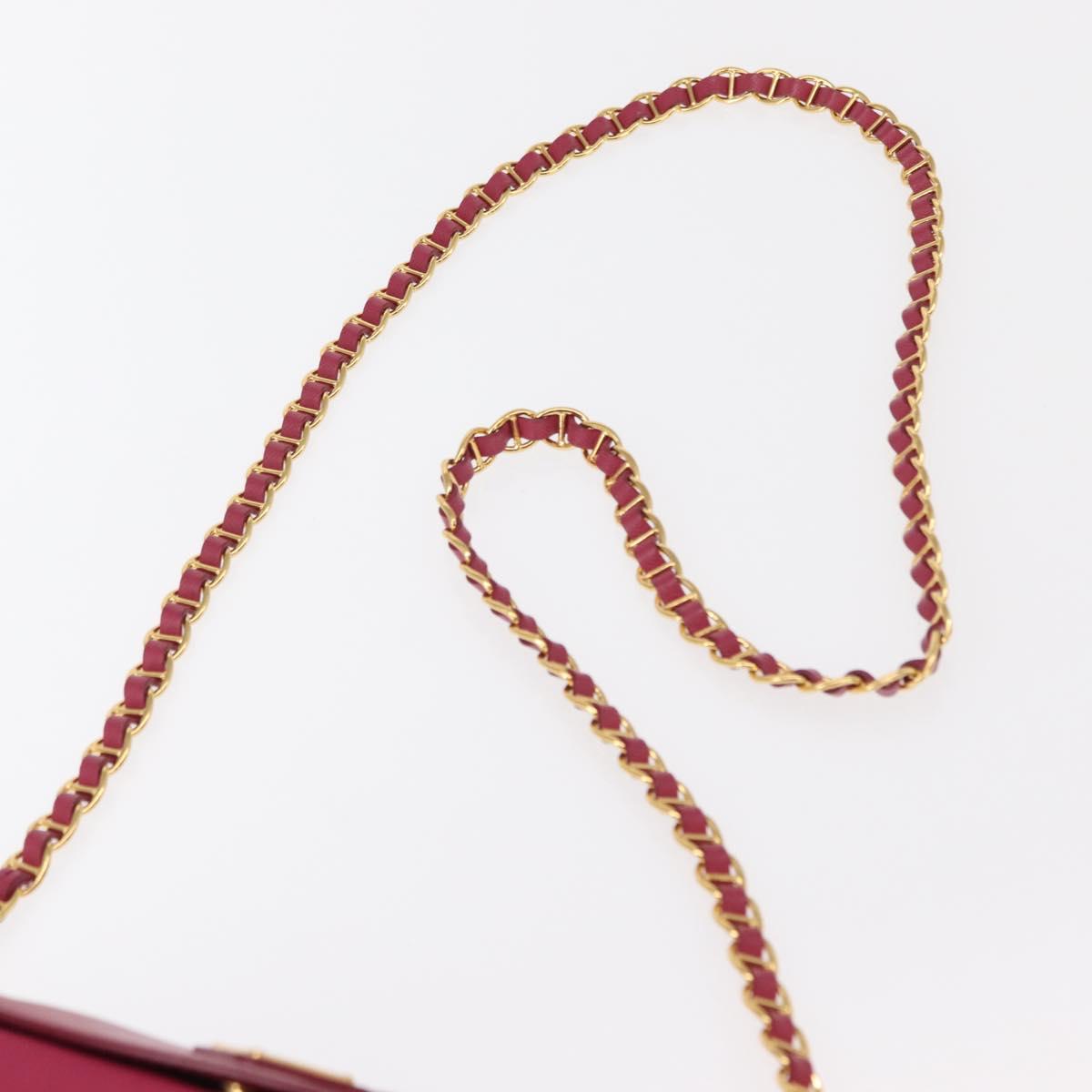 PRADA Chain Shoulder Bag Nylon Leather Pink Gold Auth ka140