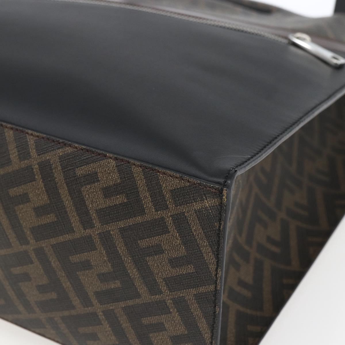 FENDI Zucca Canvas Tote Bag Black Brown Auth ka1401M