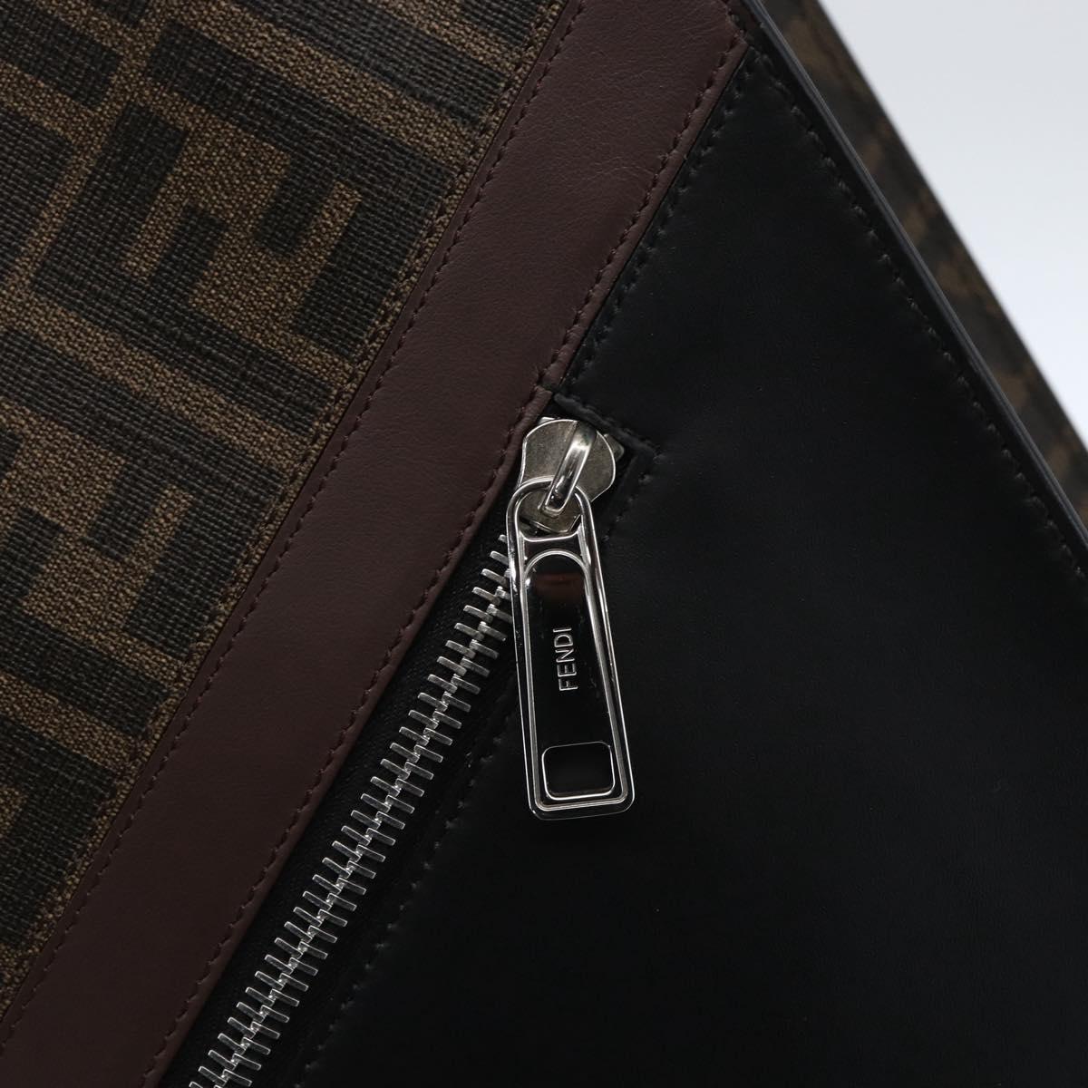 FENDI Zucca Canvas Tote Bag Black Brown Auth ka1401M