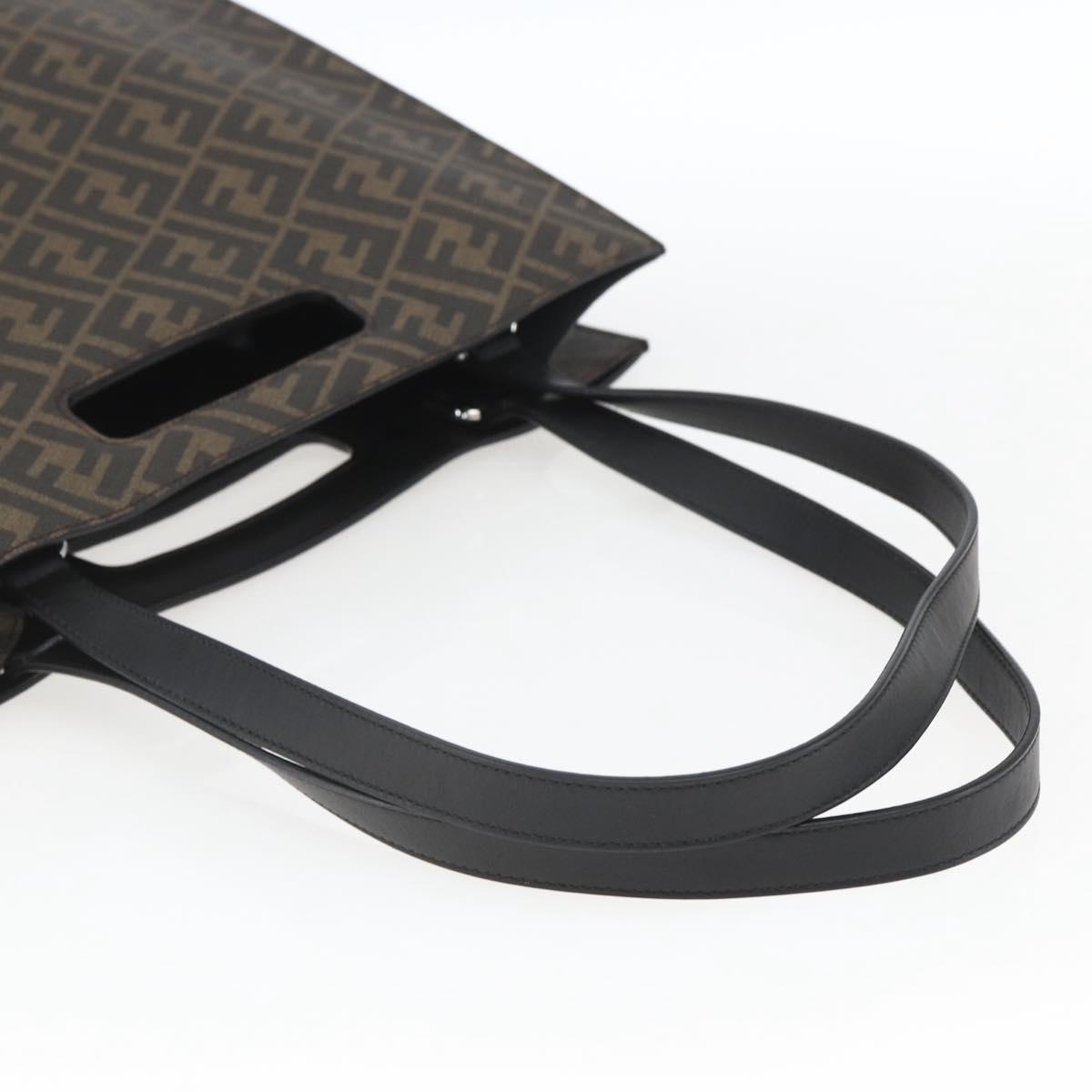 FENDI Zucca Canvas Tote Bag Black Brown Auth ka1401M