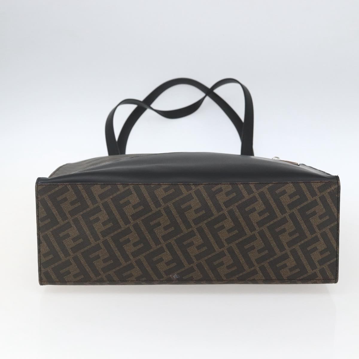 FENDI Zucca Canvas Tote Bag Black Brown Auth ka1401M