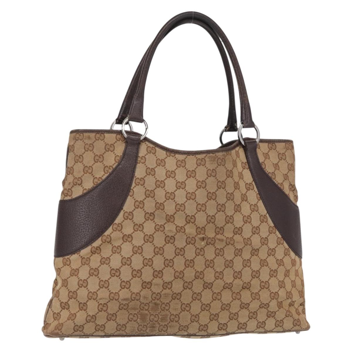 GUCCI GG Canvas Tote Bag Beige 115016 Auth ka1408