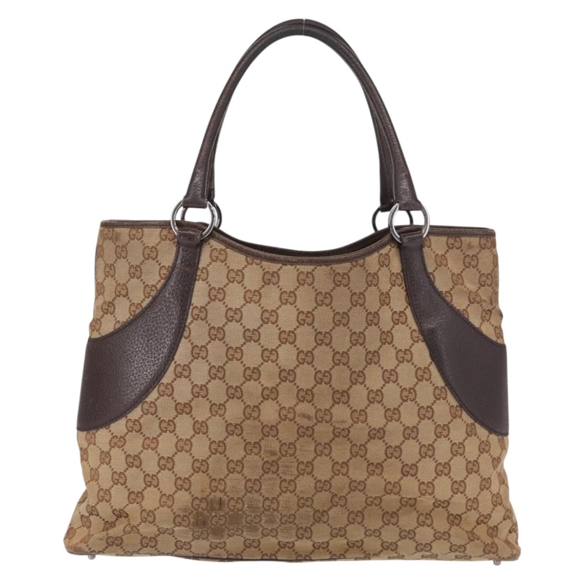 GUCCI GG Canvas Tote Bag Beige 115016 Auth ka1408