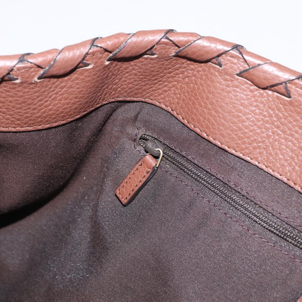 GUCCI Tote Bag Leather Brown Gold 354665 Auth ka141