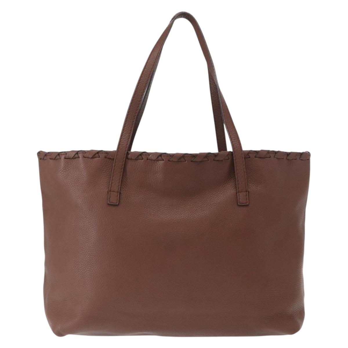 GUCCI Tote Bag Leather Brown Gold 354665 Auth ka141