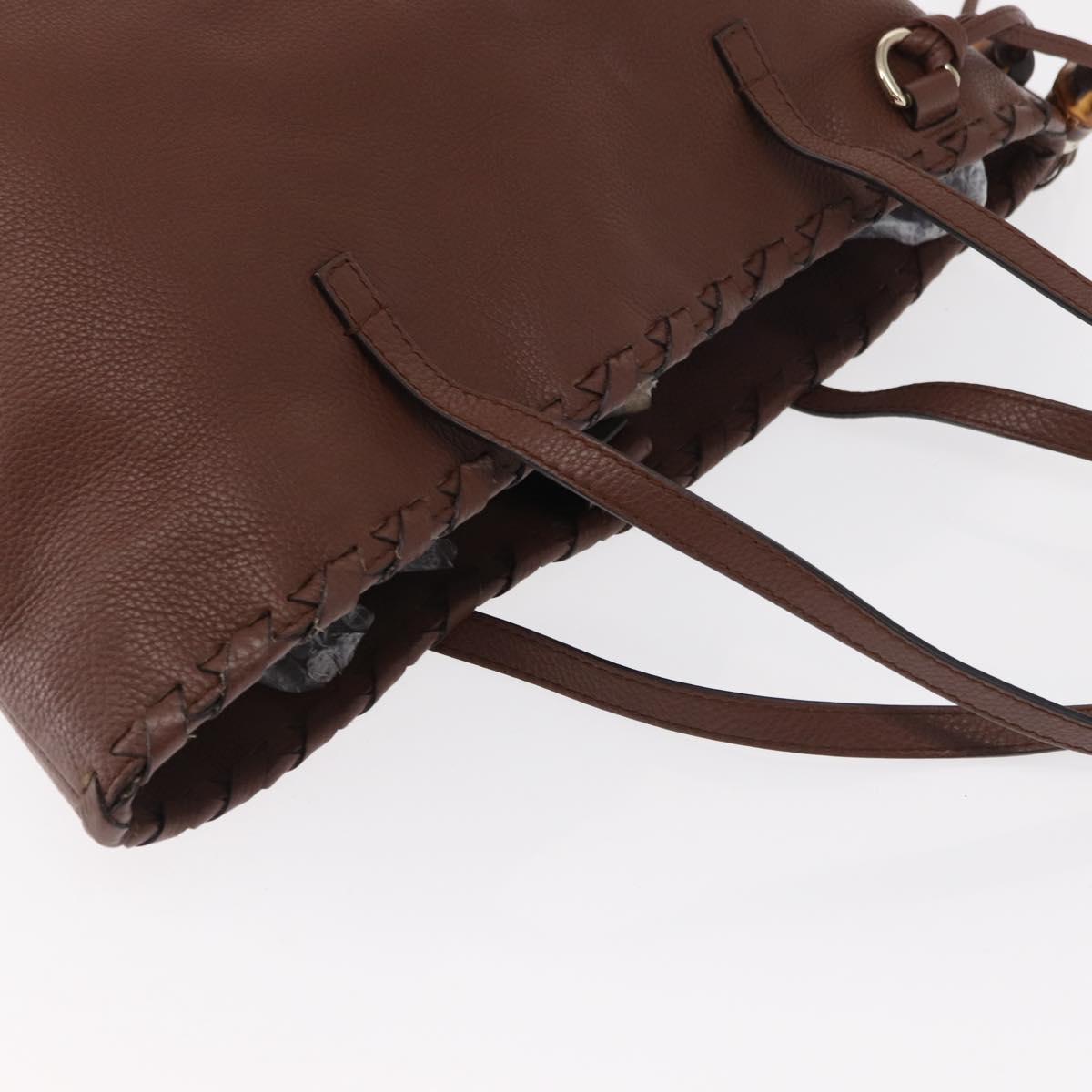GUCCI Tote Bag Leather Brown Gold 354665 Auth ka141