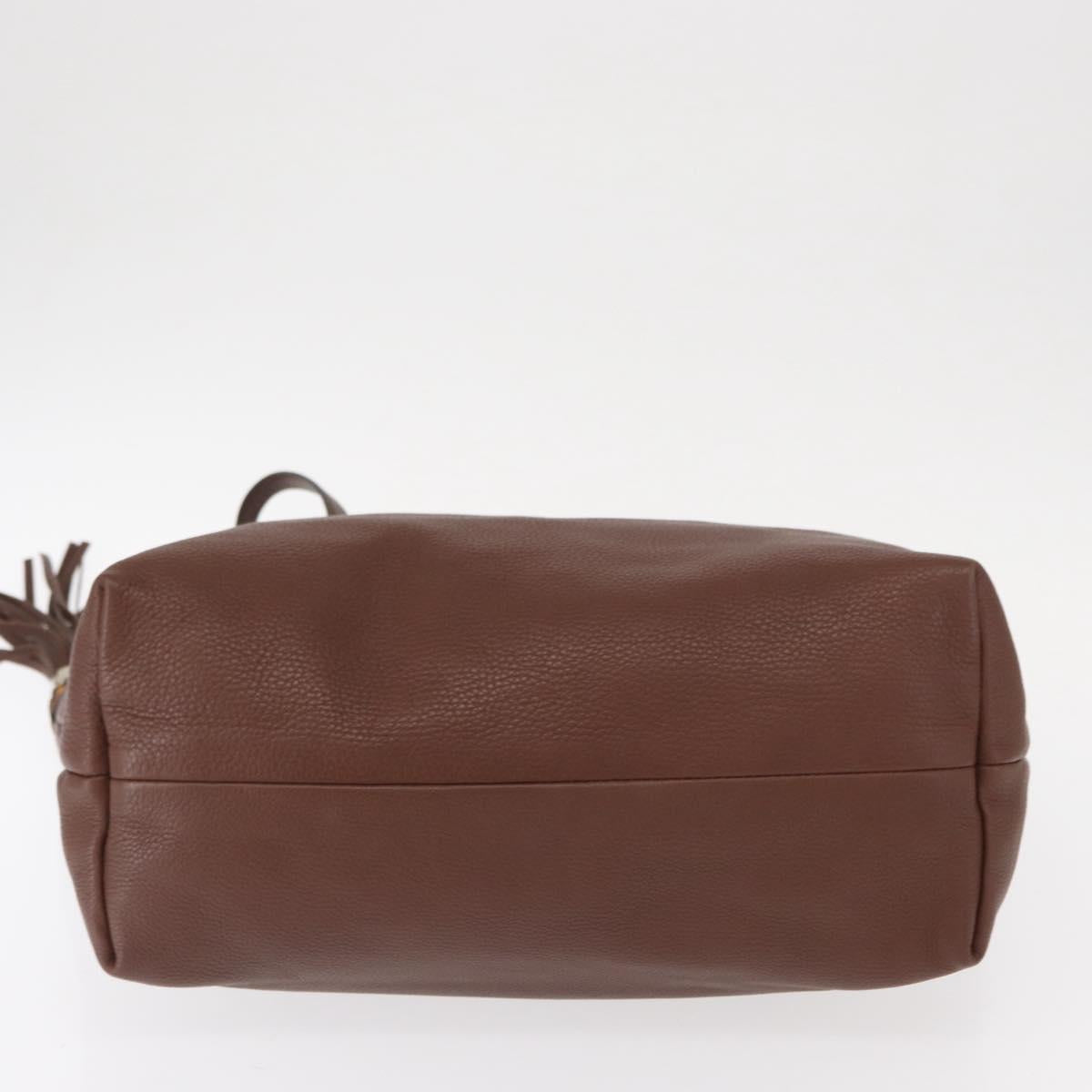 GUCCI Tote Bag Leather Brown Gold 354665 Auth ka141