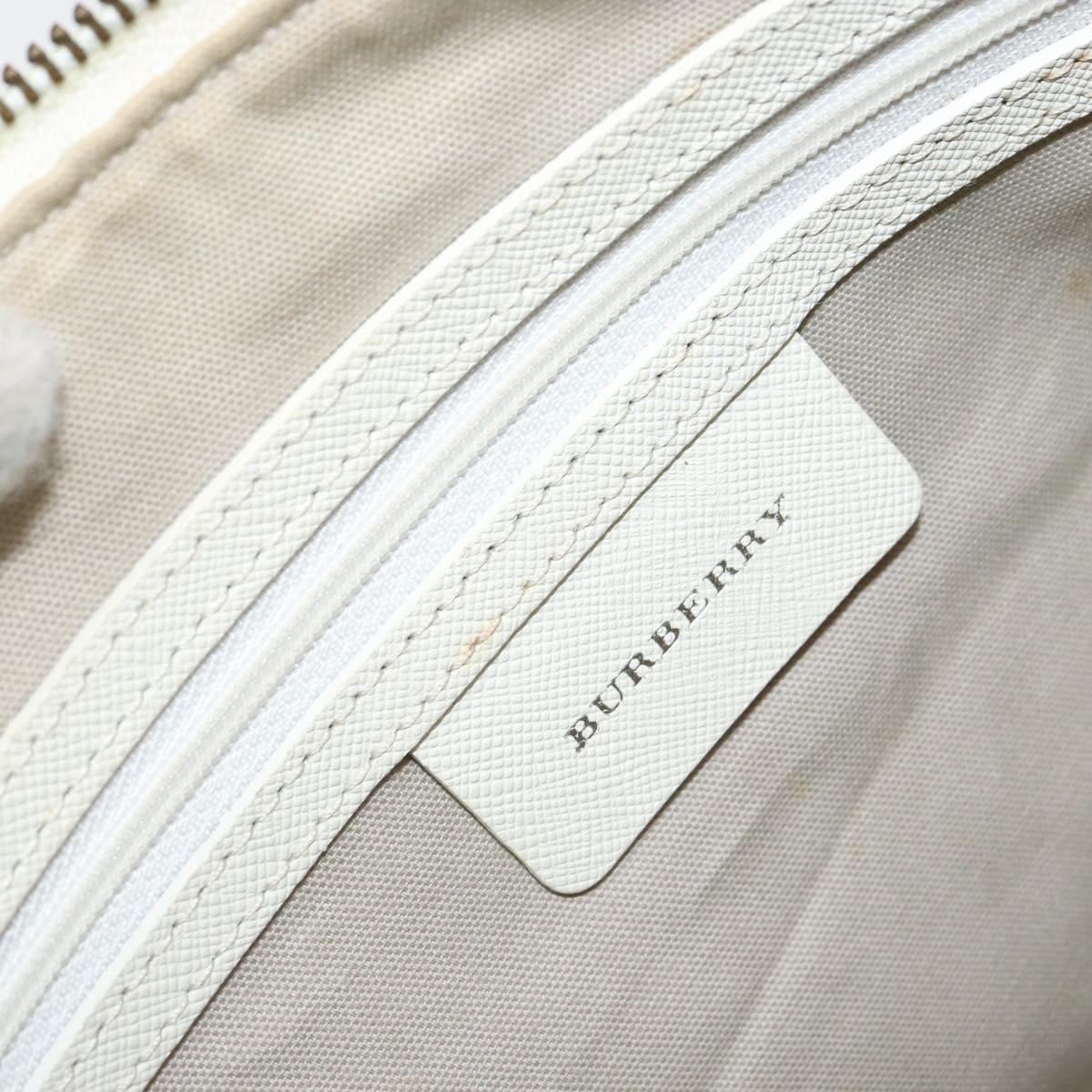 BURBERRY Nova Check Shoulder Bag Canvas White Silver Auth ka142