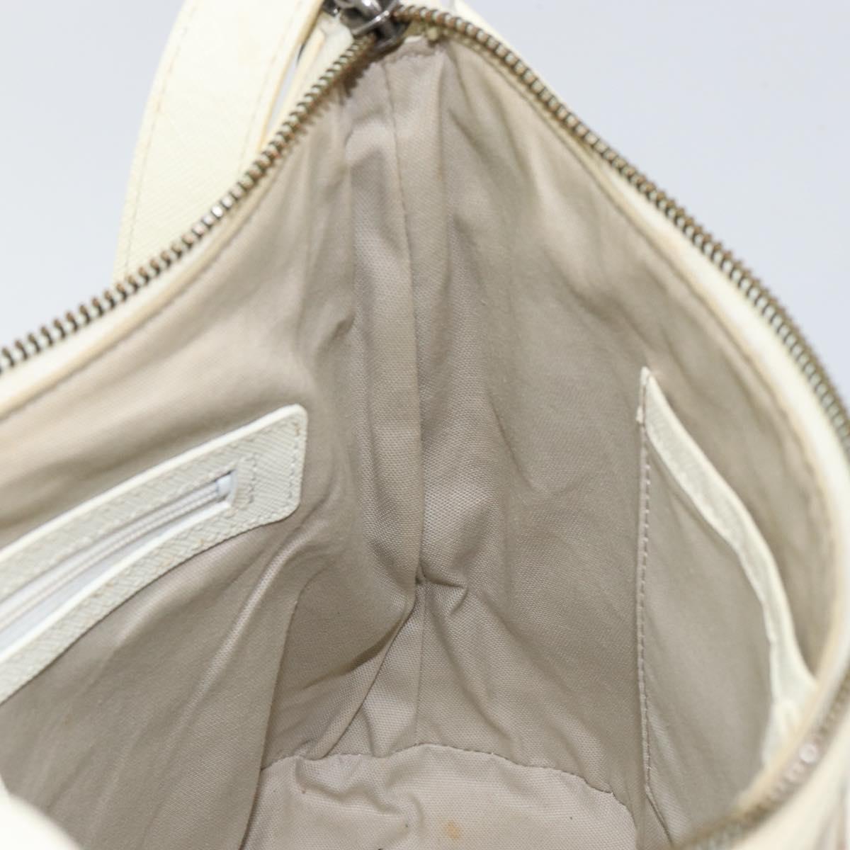 BURBERRY Nova Check Shoulder Bag Canvas White Silver Auth ka142