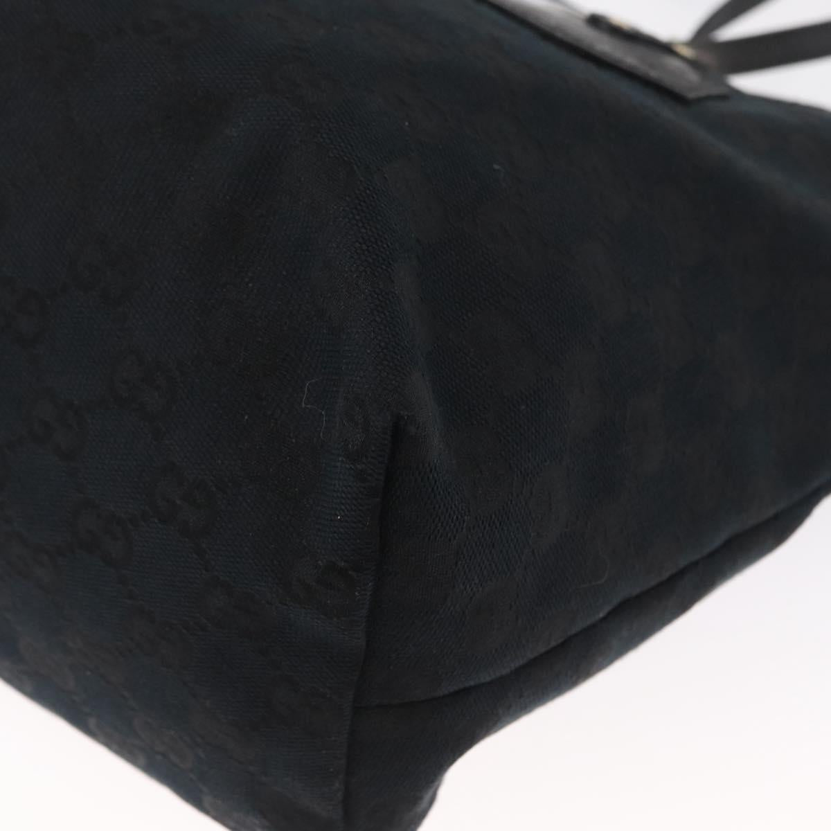 GUCCI GG Canvas Tote Bag Black Gold 211976 Auth ka1421