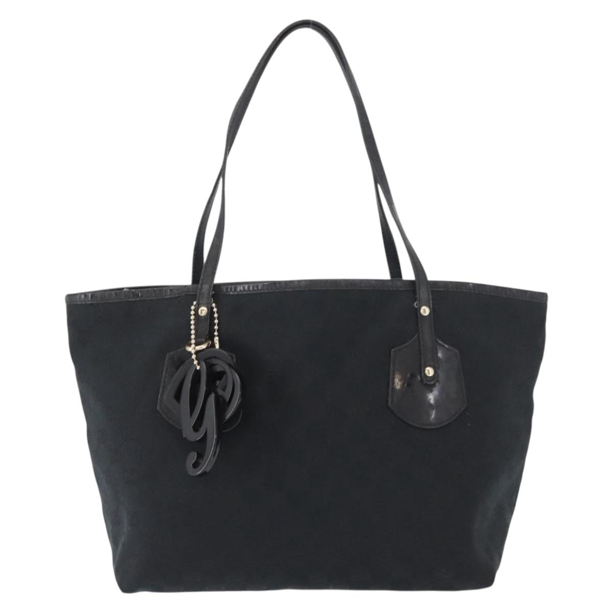 GUCCI GG Canvas Tote Bag Black Gold 211976 Auth ka1421