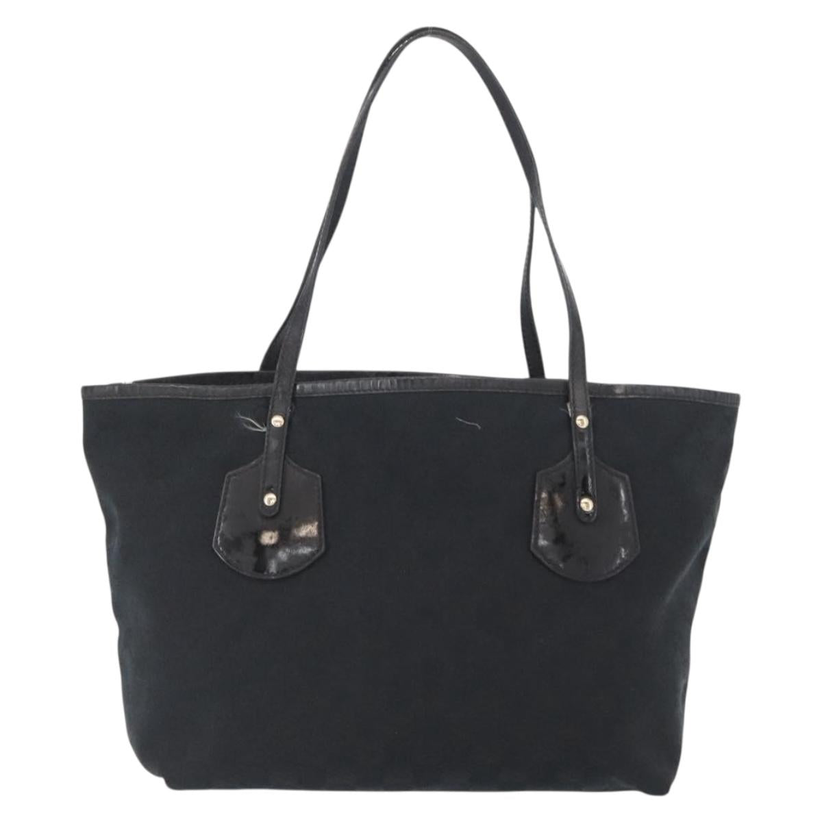 GUCCI GG Canvas Tote Bag Black Gold 211976 Auth ka1421