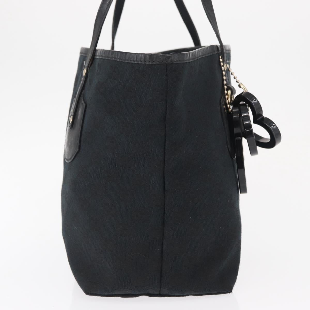GUCCI GG Canvas Tote Bag Black Gold 211976 Auth ka1421