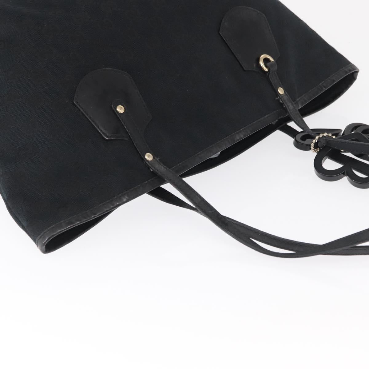 GUCCI GG Canvas Tote Bag Black Gold 211976 Auth ka1421