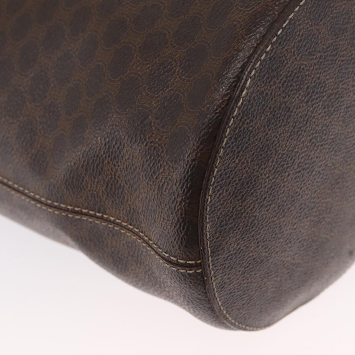 CELINE Macadam Canvas Tote Bag PVC Leather Brown Gold Auth ka1426