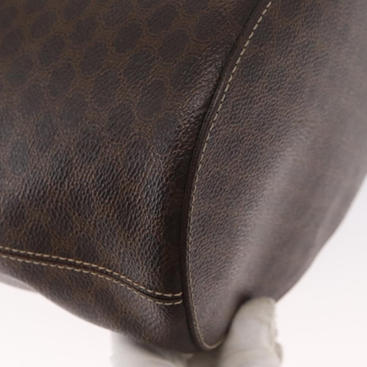 CELINE Macadam Canvas Tote Bag PVC Leather Brown Gold Auth ka1426