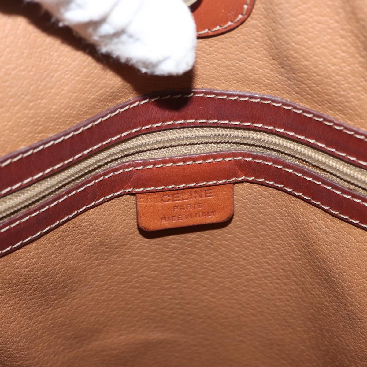 CELINE Macadam Canvas Tote Bag PVC Leather Brown Gold Auth ka1426