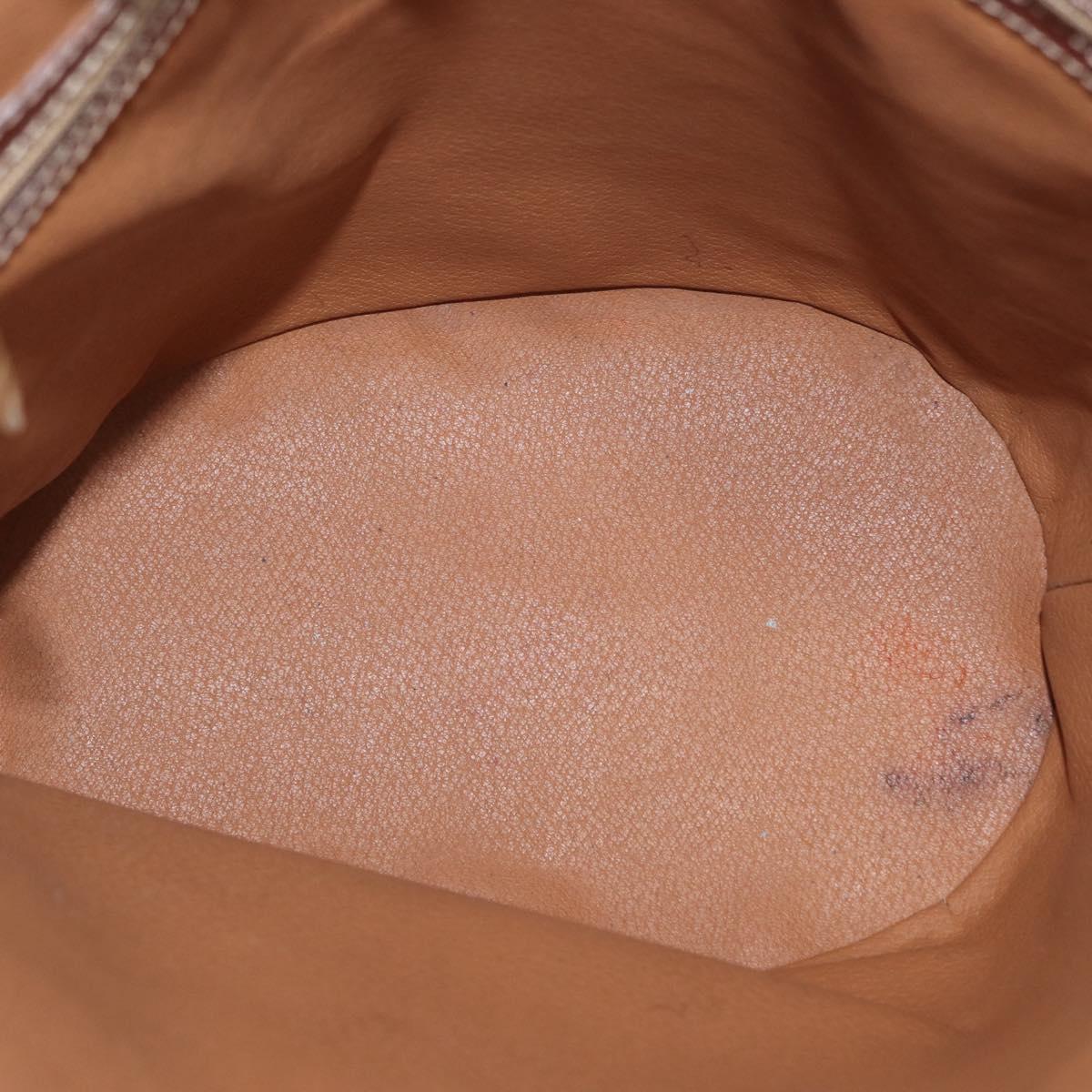 CELINE Macadam Canvas Tote Bag PVC Leather Brown Gold Auth ka1426