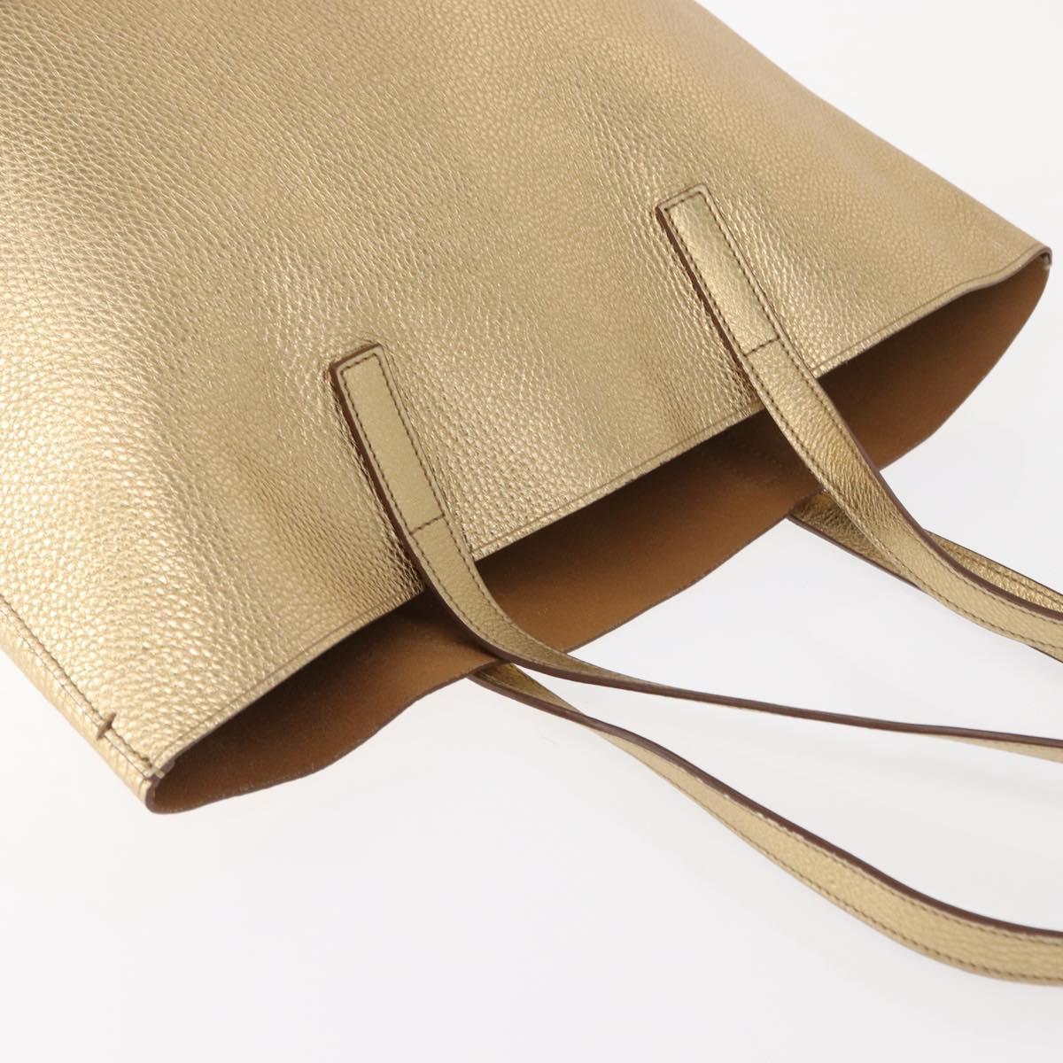 PRADA Tote Bag Leather Gold Tone Auth ka143