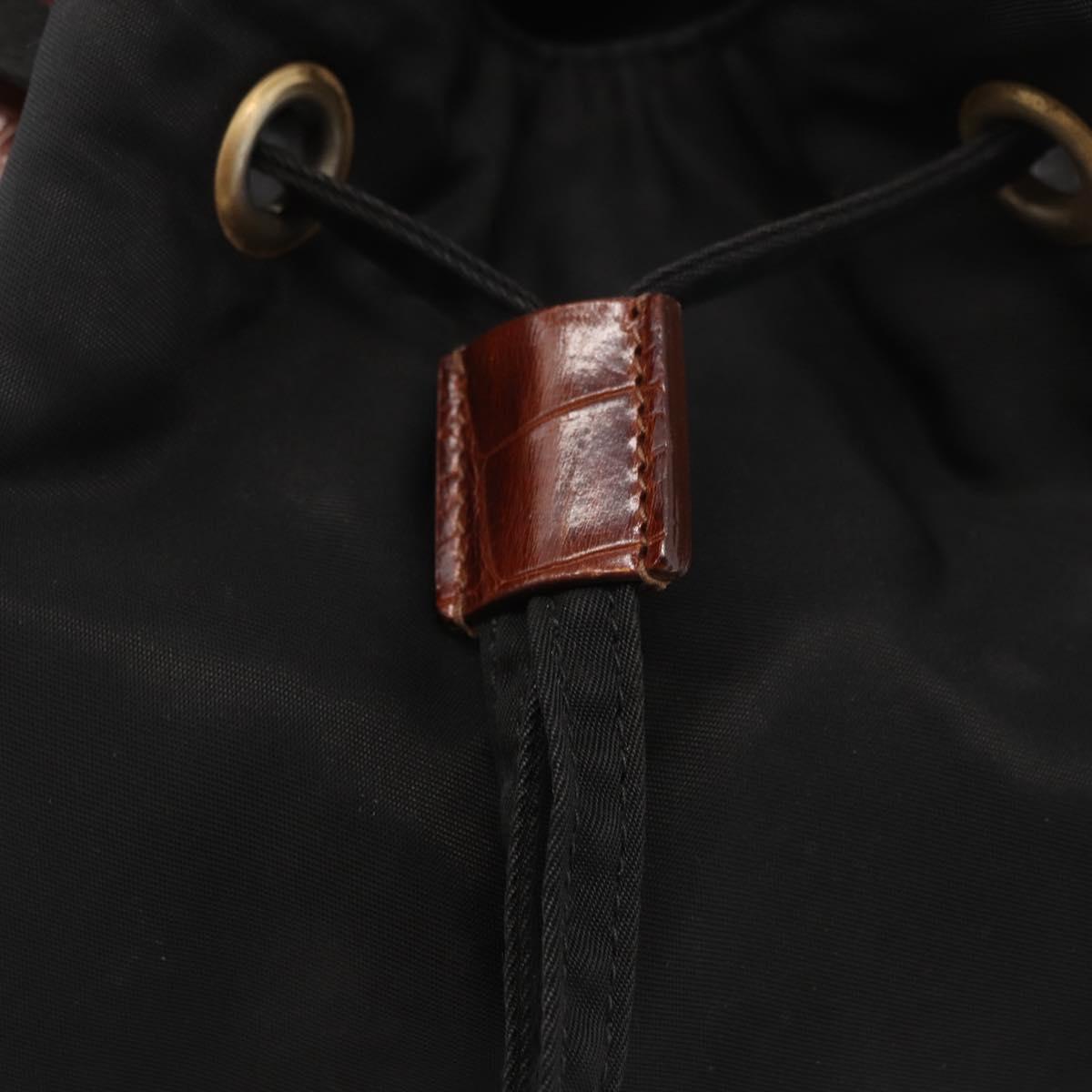PRADA Shoulder Bag Nylon Leather Black Gold Auth ka1434