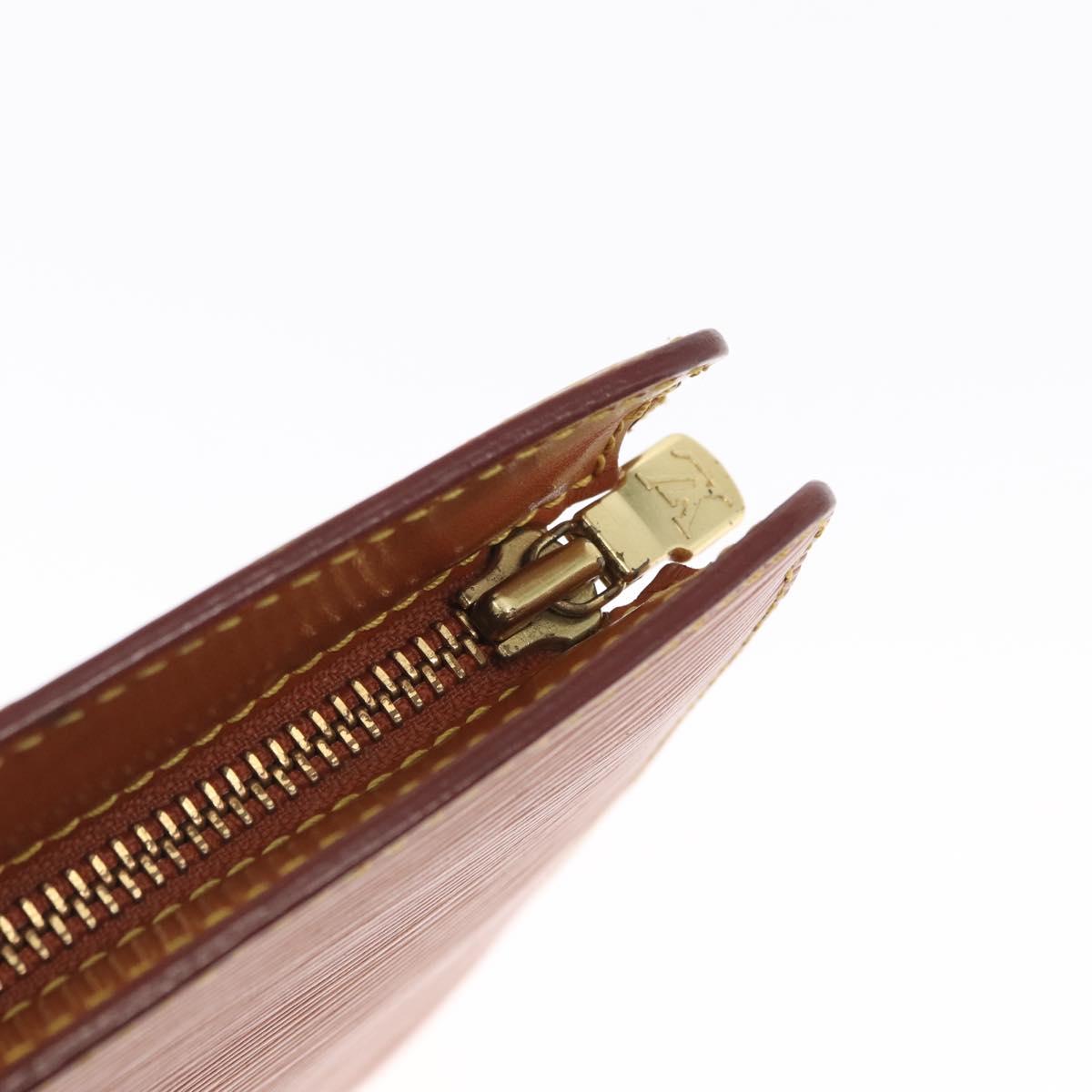 LOUIS VUITTON Epi Pochette Homme Bag Brown Zipangu Gold M52528 LV Auth ka1437