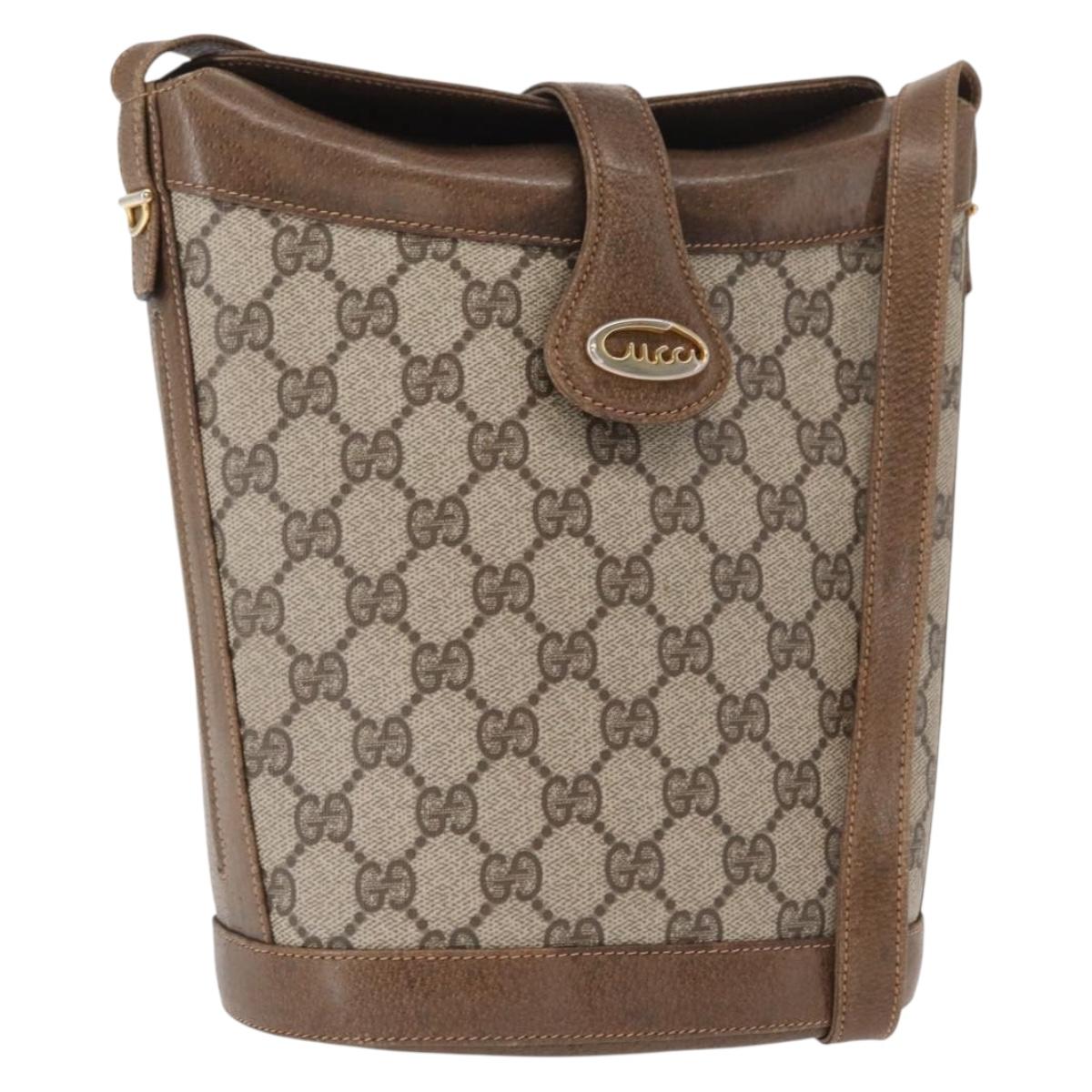 GUCCI GG Supreme Shoulder Bag PVC Beige Gold Auth ka1439