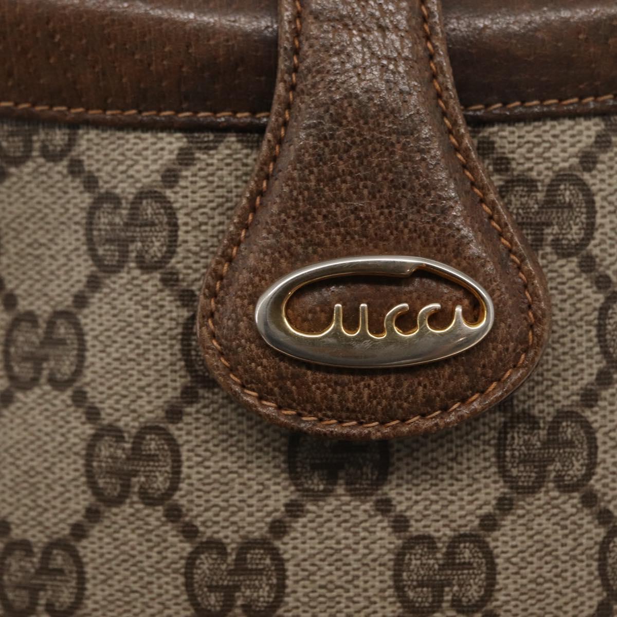 GUCCI GG Supreme Shoulder Bag PVC Beige Gold Auth ka1439
