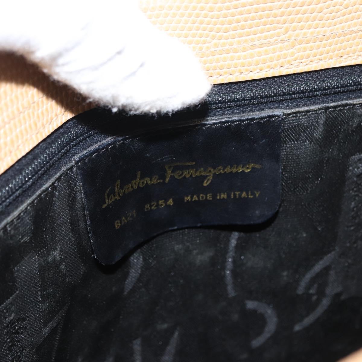 Salvatore Ferragamo Vala Tote Bag Leather Beige Gold Auth ka1447