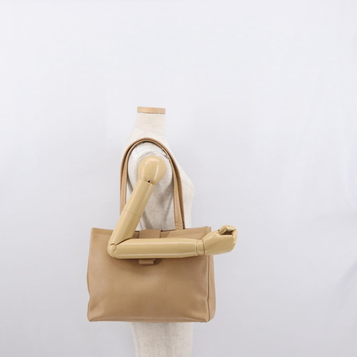 Salvatore Ferragamo Vala Tote Bag Leather Beige Gold Auth ka1447