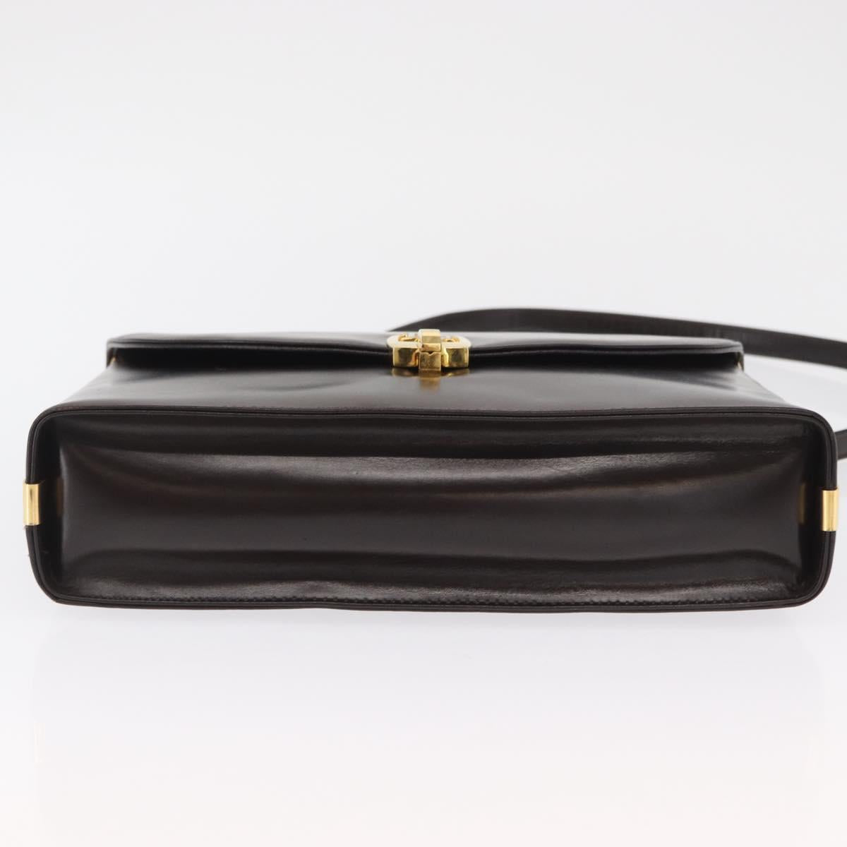 Christian Dior Hand Bag Leather 2way Black Gold Auth ka1452