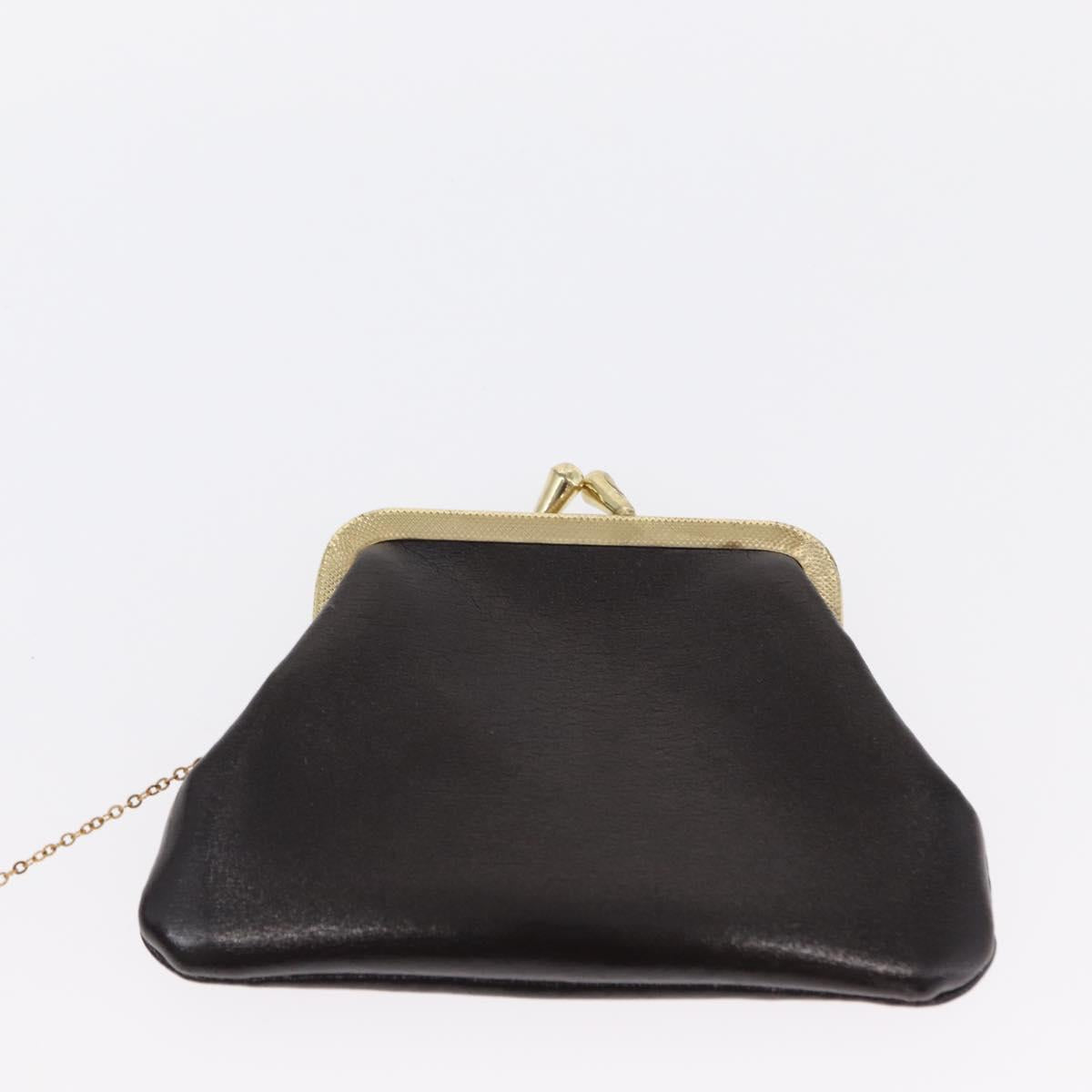 Christian Dior Hand Bag Leather 2way Black Gold Auth ka1452