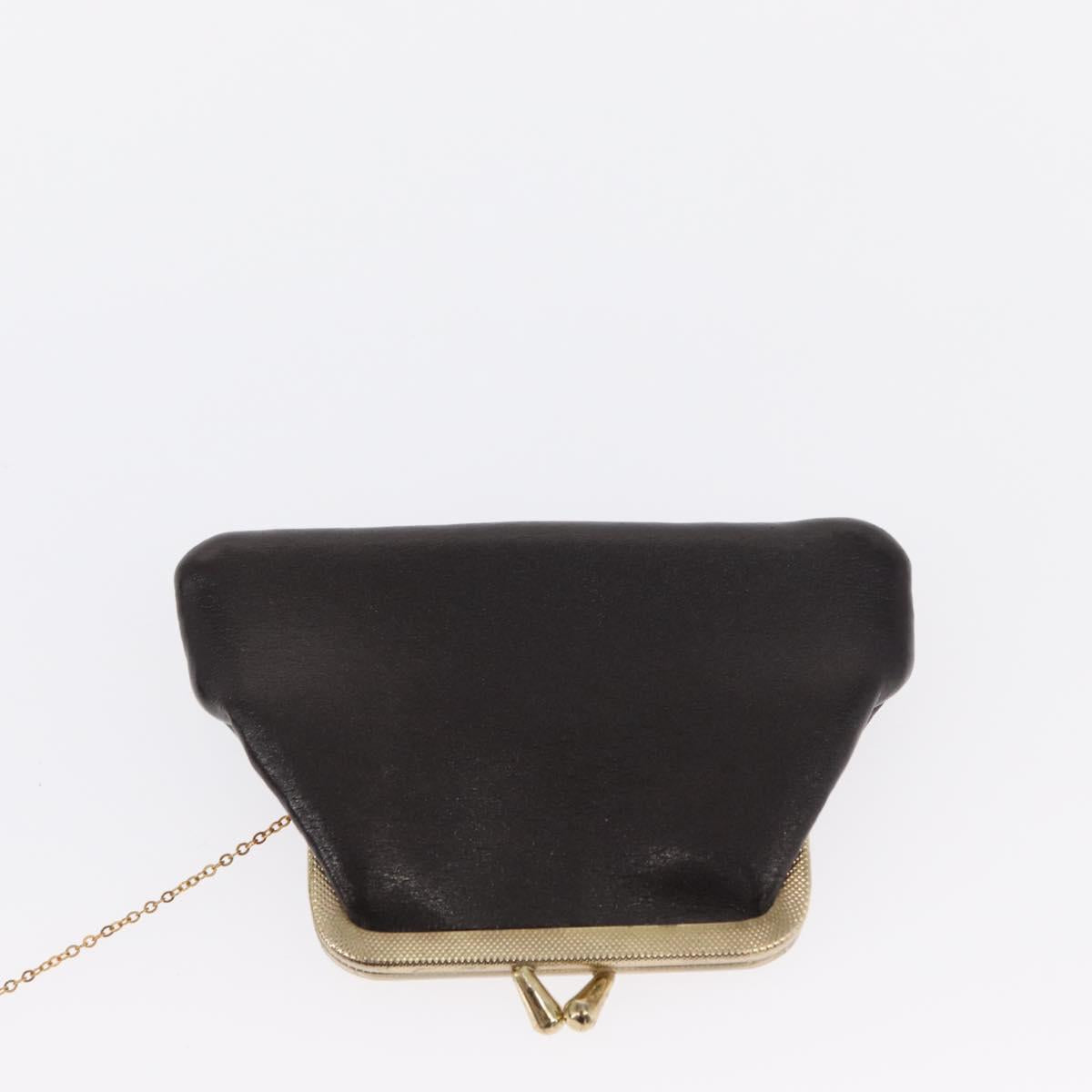 Christian Dior Hand Bag Leather 2way Black Gold Auth ka1452